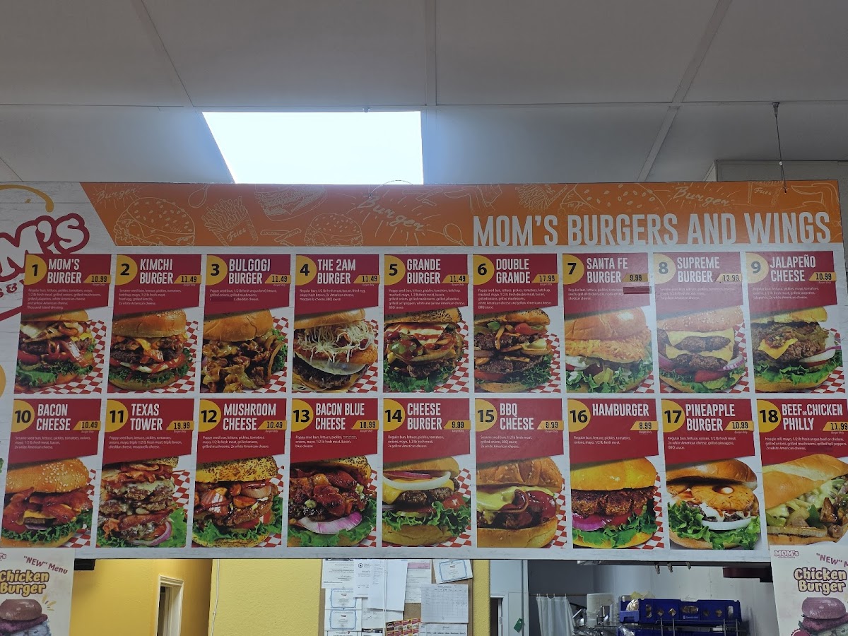 Mom's Burgers & Wings Menu - Image 1